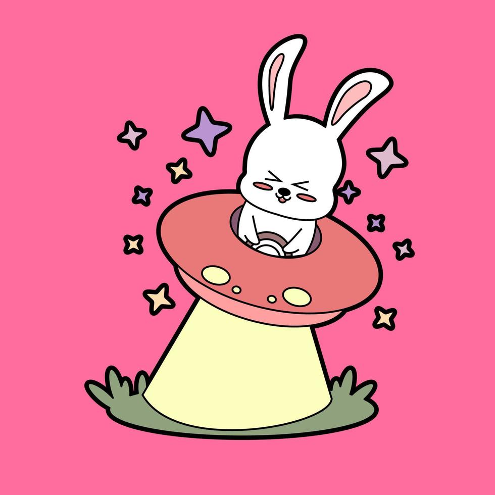 kawaii cartoon bunny sticker vector