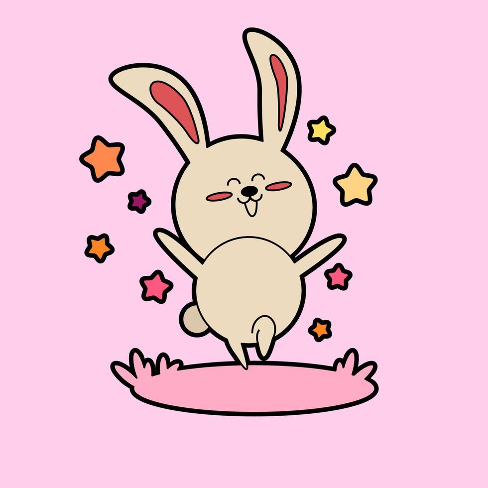 kawaii cartoon bunny sticker vector