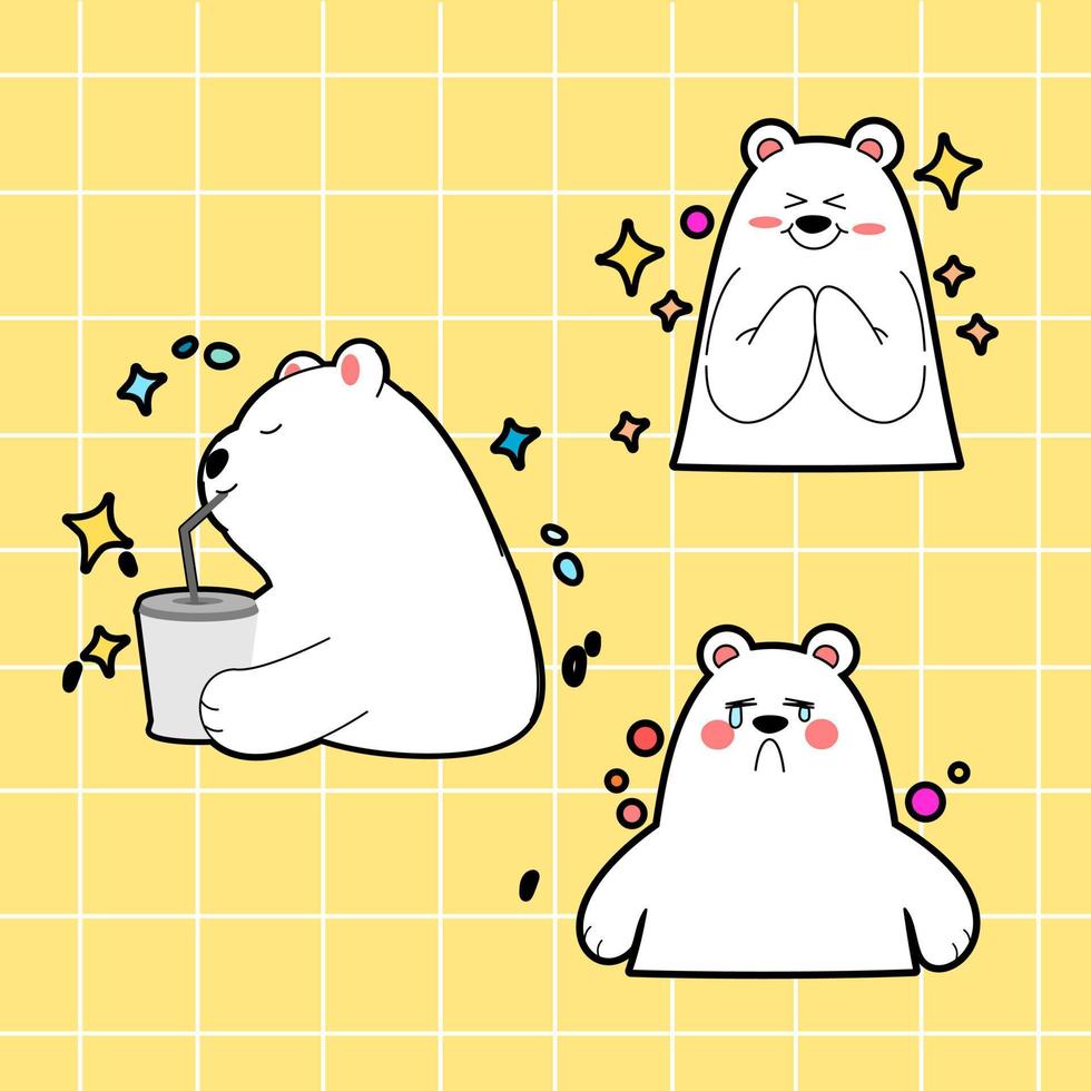 kawaii hand drawn cartoon bear vector
