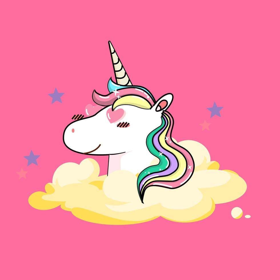 kawaii cartoon unicorn illustration hand drawn vector