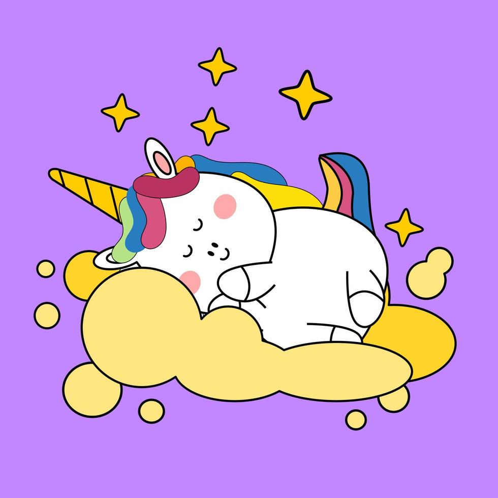 dibujado a mano kawaii dibujos animados unicornio ilustración vector