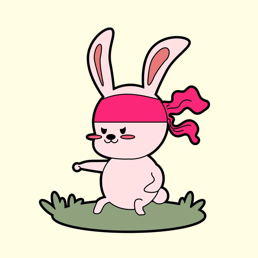 kawaii cartoon bunny sticker vector