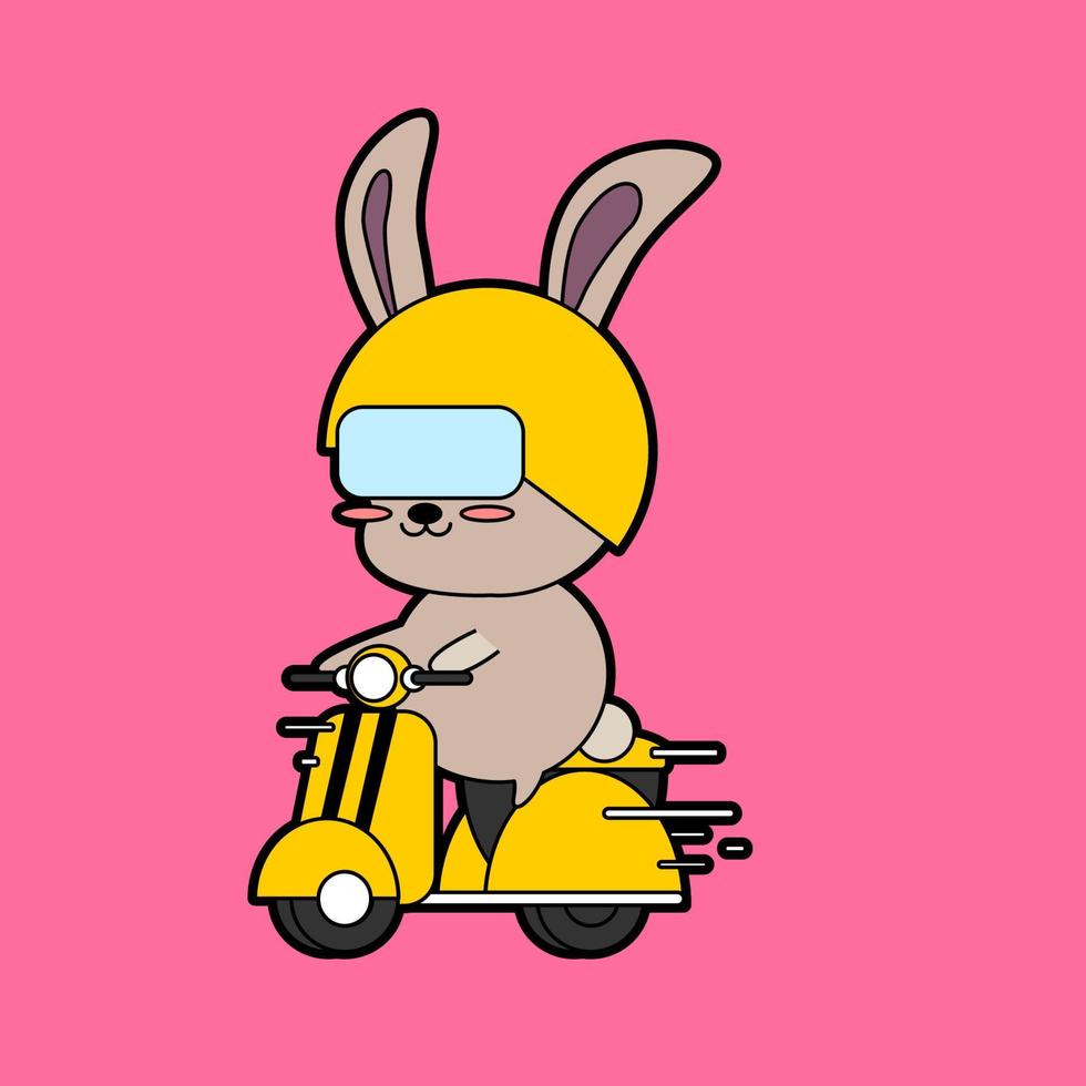 kawaii cartoon bunny sticker vector