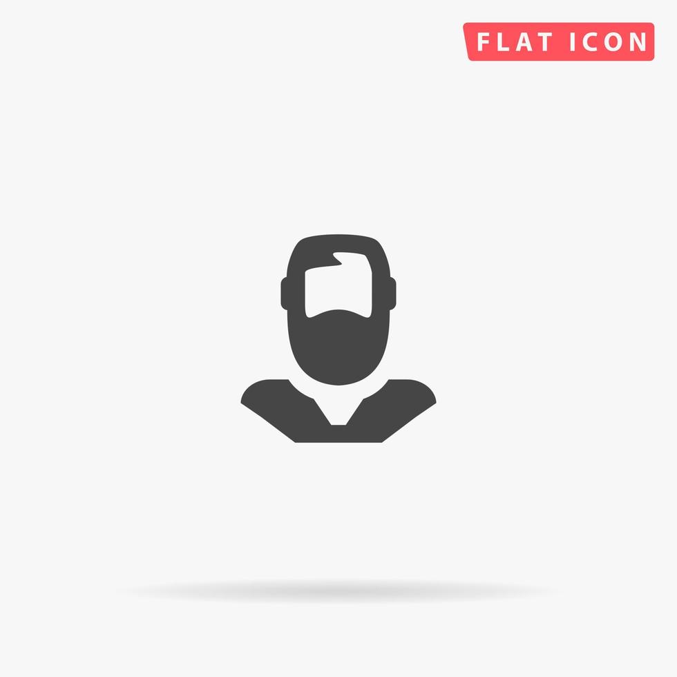 Bearded man flat vector icon. Hand drawn style design illustrations.