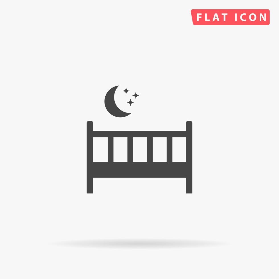 Baby Cot Bed flat vector icon. Hand drawn style design illustrations.