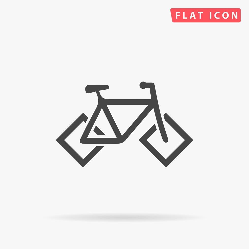 bicicleta con ruedas cuadradas icono de vector plano. ilustraciones de diseño de estilo dibujado a mano.