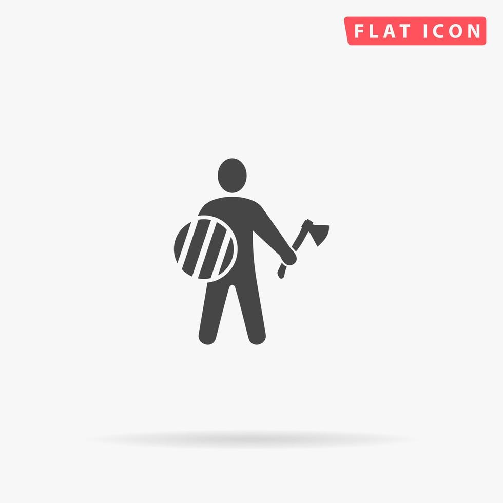 Viking warrior flat vector icon. Hand drawn style design illustrations.