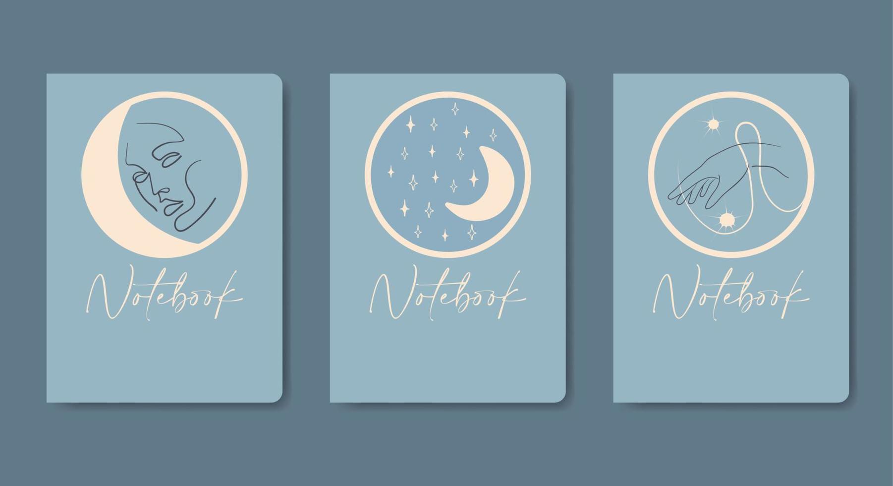 Cover design set with mystic elements illustration vector