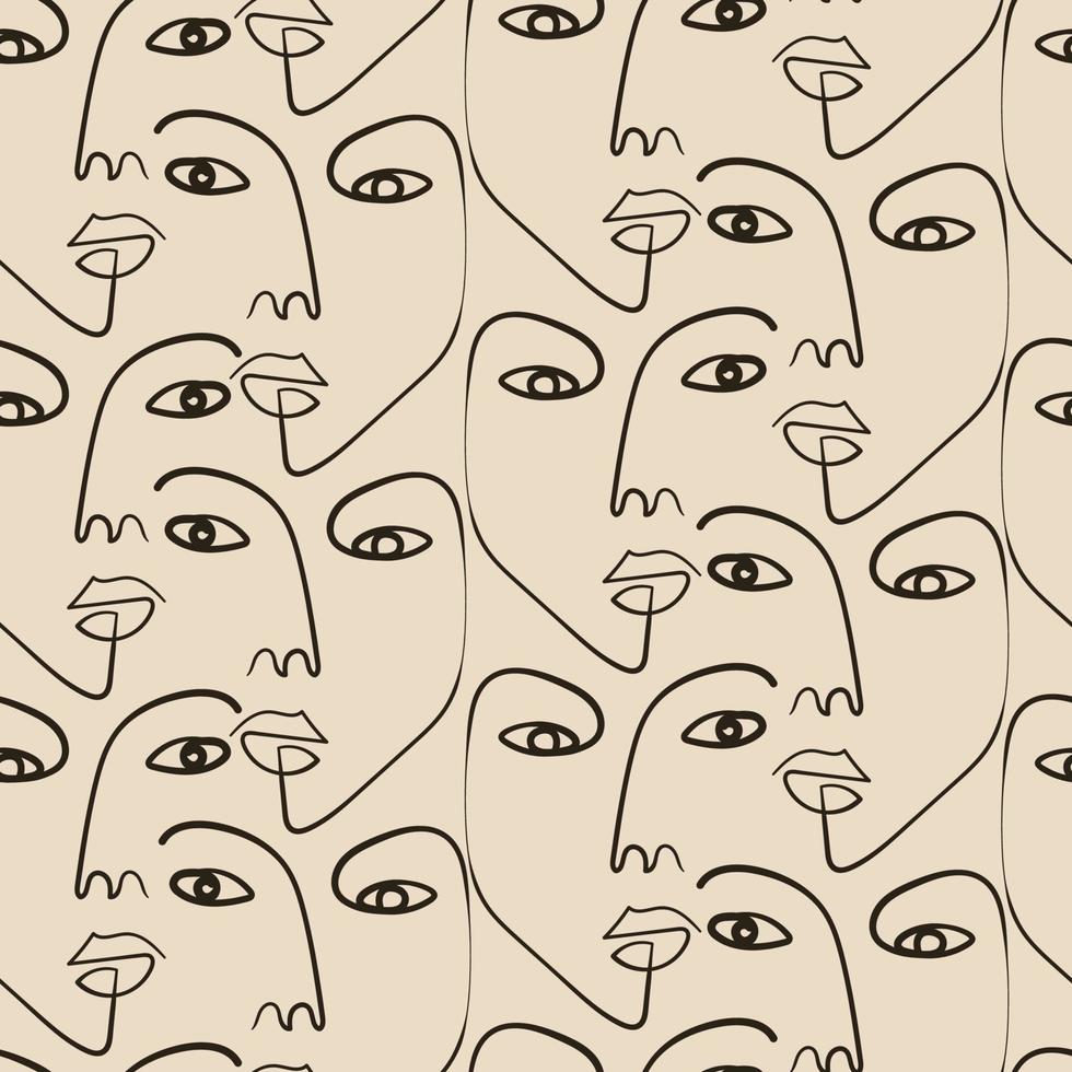 Continuous line face drawing, minimalistic illustration. Modern fashionable pattern. Minimalist abstract aesthetic style vector