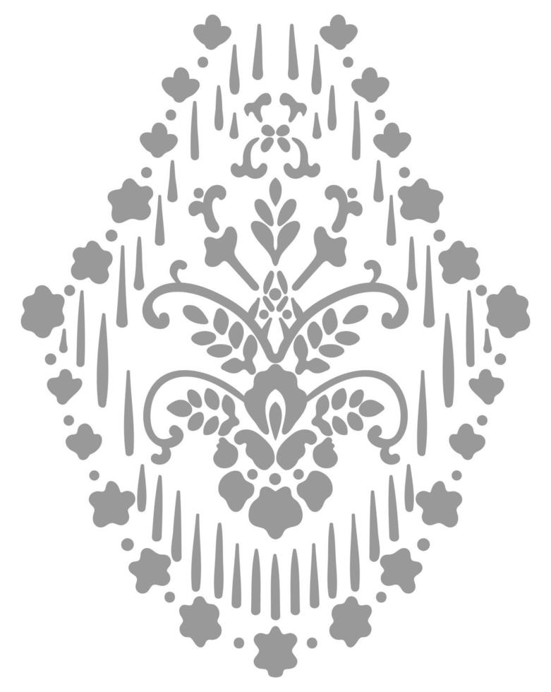 Damask graphic ornament. Floral design element. Green vector pattern