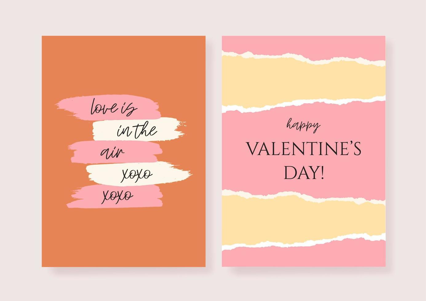 A set of two Valentine's Day designs in red and pink colours. Romantic card, invitation, poster design templates. vector