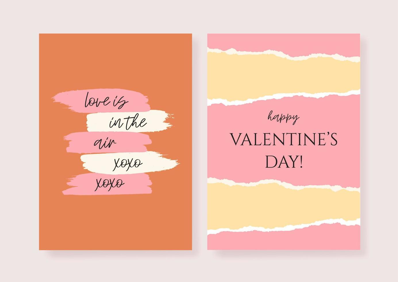 un conjunto de dos diseños de San Valentín en colores rojo y rosa. tarjeta romántica, invitación, plantillas de diseño de afiches. vector