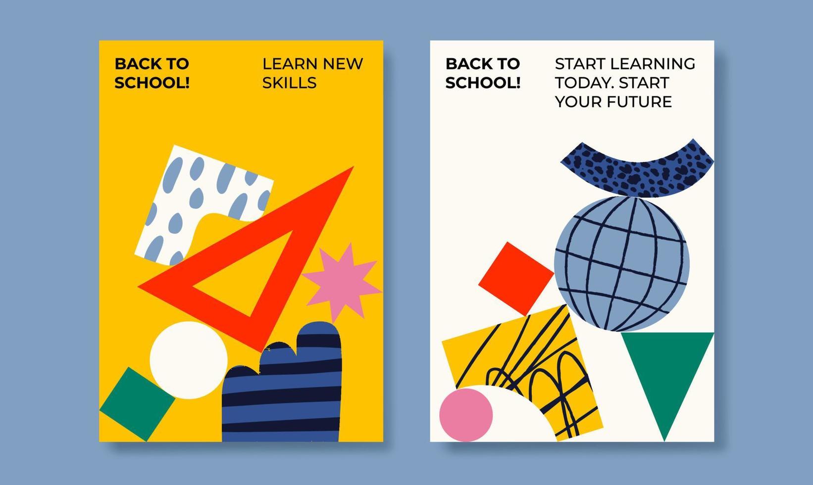 hand drawn back to school instagram posts collection vector