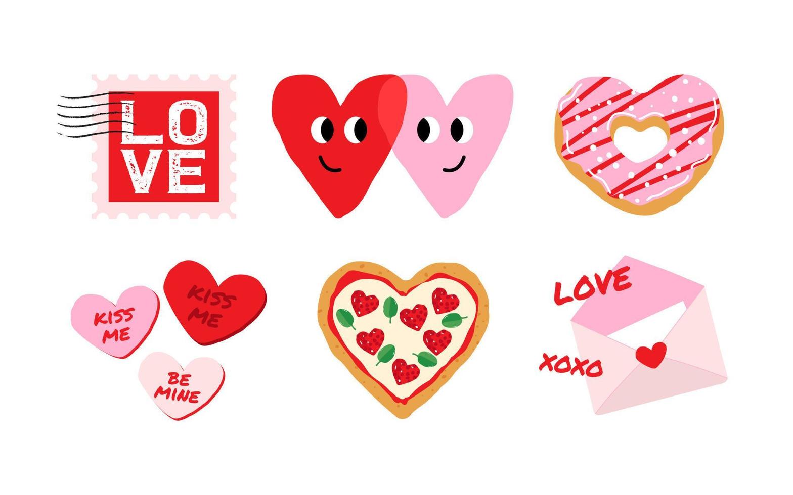 Valentine's Day elements set. Different romantic objects. Vector illustration