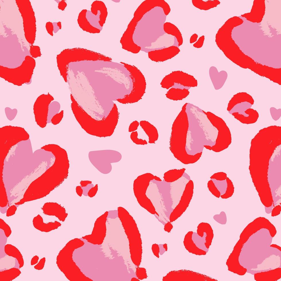 Leopard pattern. Seamless vector print. Valentine's Day February 14th. Abstract repeating pattern - heart shaped leopard skin imitation can be drawn on clothing or fabric.