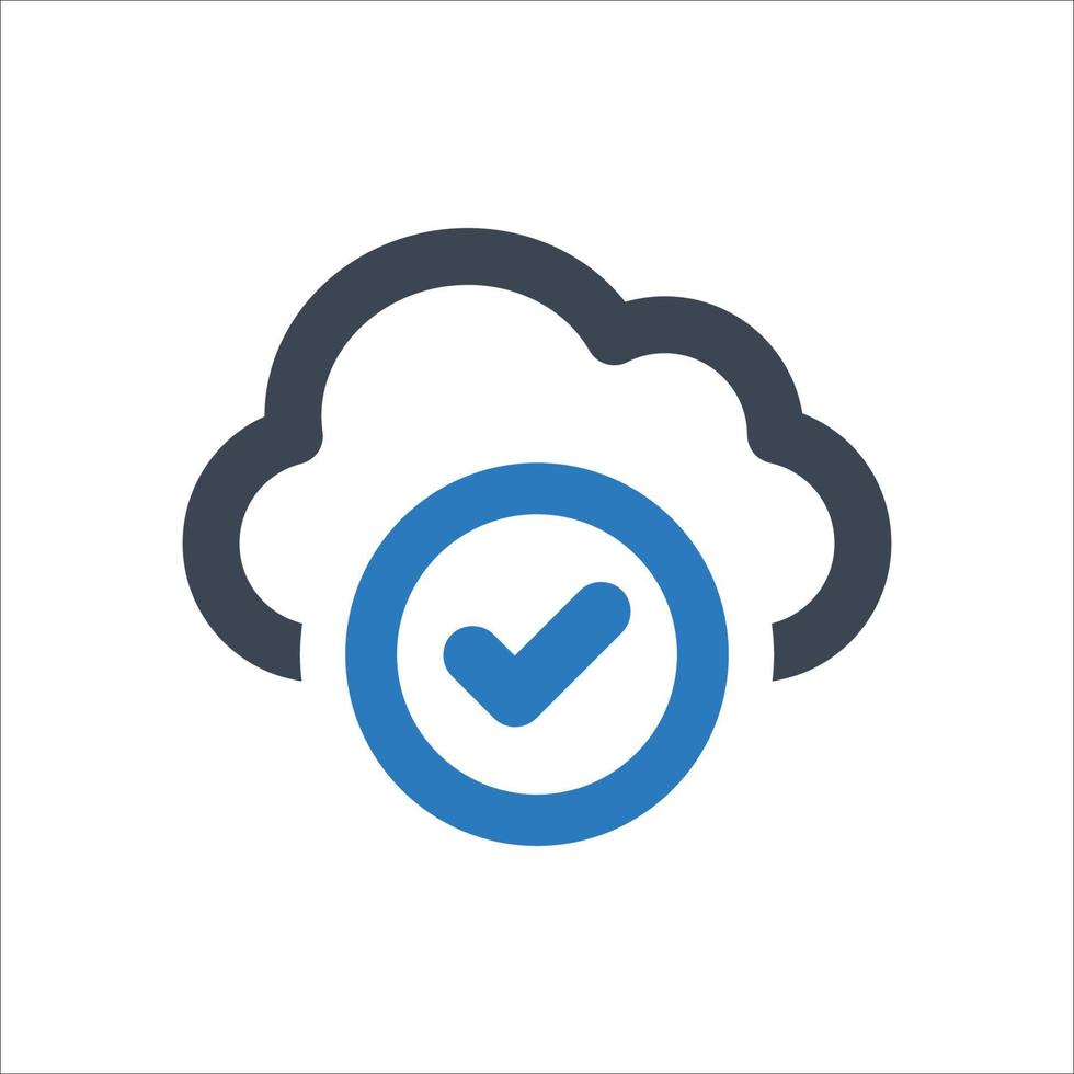 Cloud Check icon - vector illustration . Cloud, Data, Check, Approve, Storage, Ok, Approved, Server, Done, network, drive, line, outline, icons .
