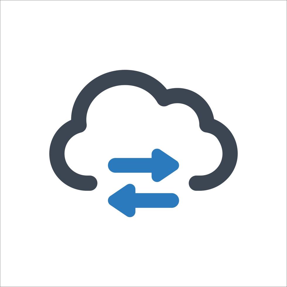 icono de transferencia de datos en la nube - ilustración vectorial . nube, datos, intercambio, sincronización, transferencia, almacenamiento, compartir, compartir, línea, contorno, iconos. vector