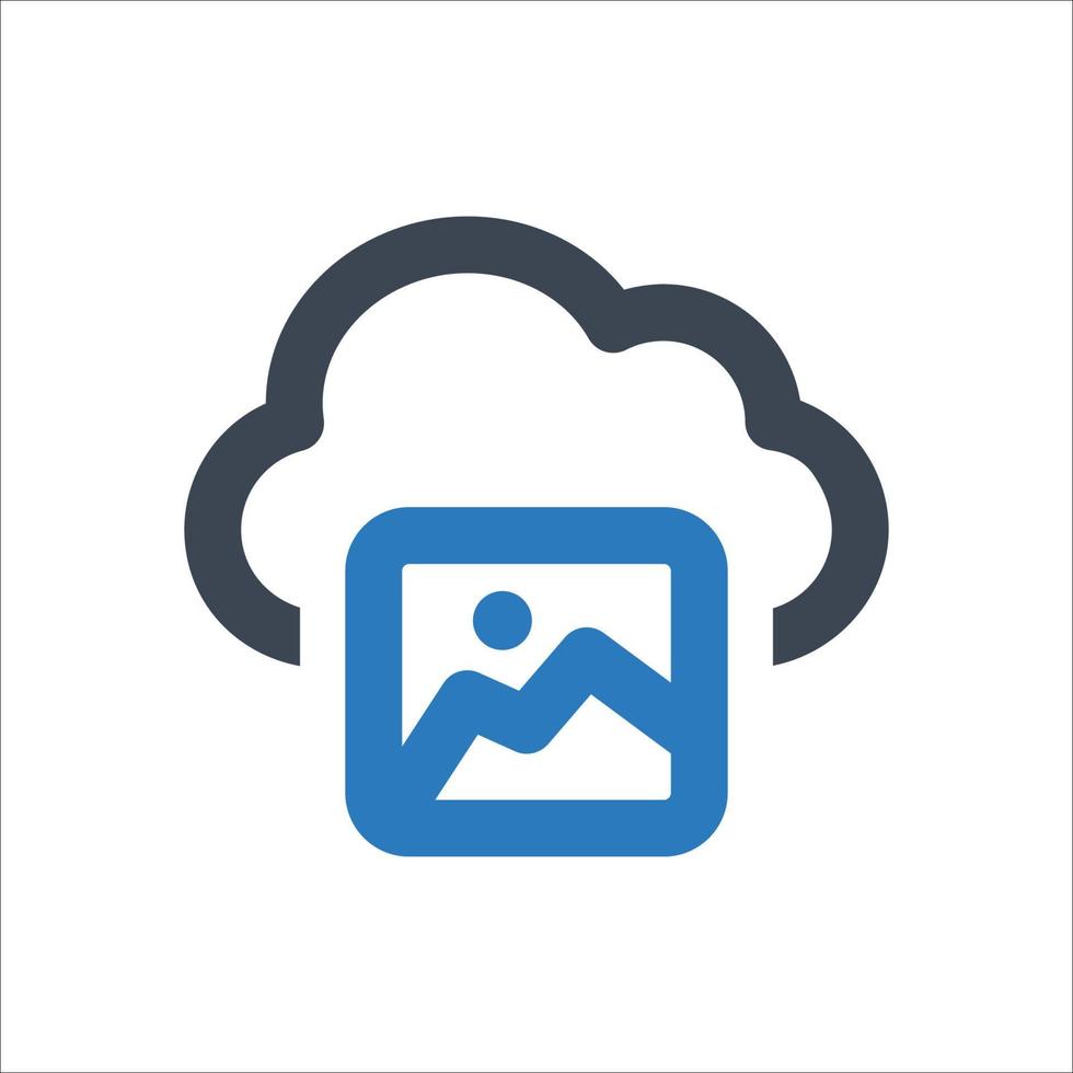 Cloud Gallery icon - vector illustration . Cloud, Image, Picture, Photo, Storage, Save, Upload, Gallery, line, outline, icons .
