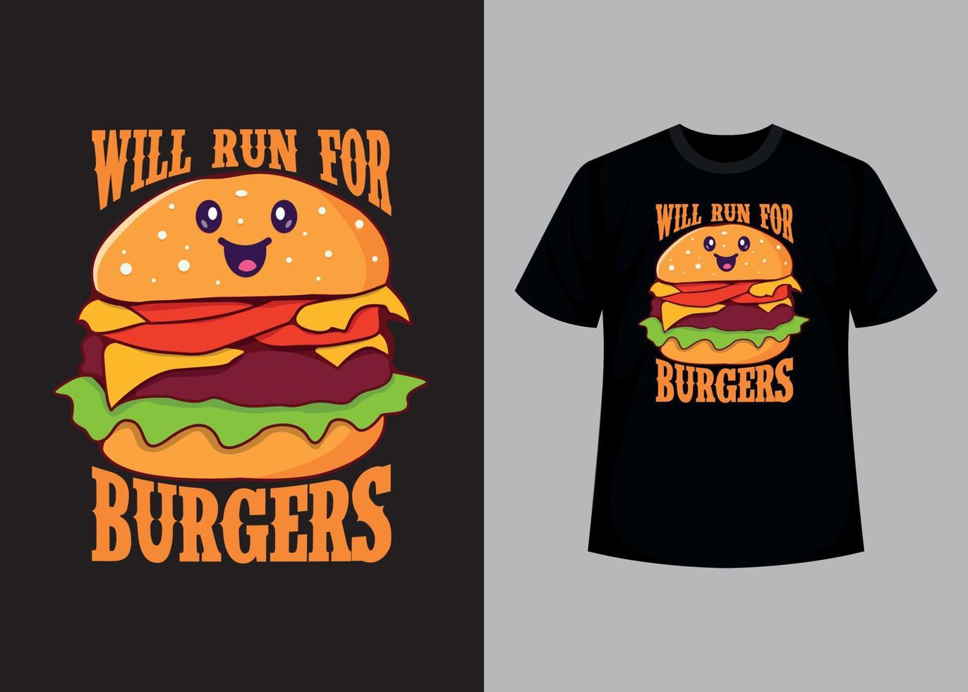 plantilla de diseño de camiseta imprimible de hamburguesa. diseño de camiseta, camiseta, comida y camiseta de hamburguesa vector