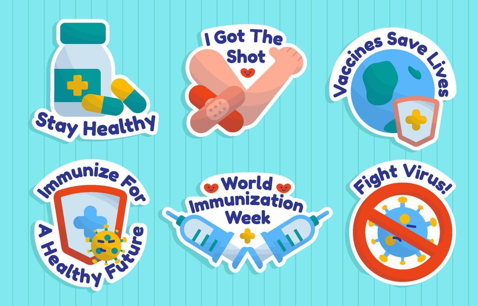 Vaccination and Immunization Sticker Set vector