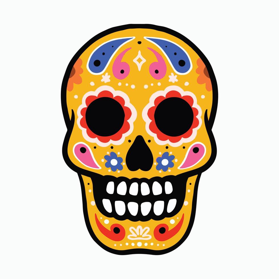 Illustration of skull head with floral ornament for Mexican festival vector