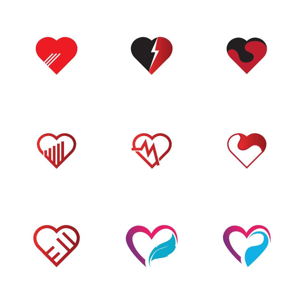 logotipo de corazón creativo y plantilla de vector de diseño de símbolo