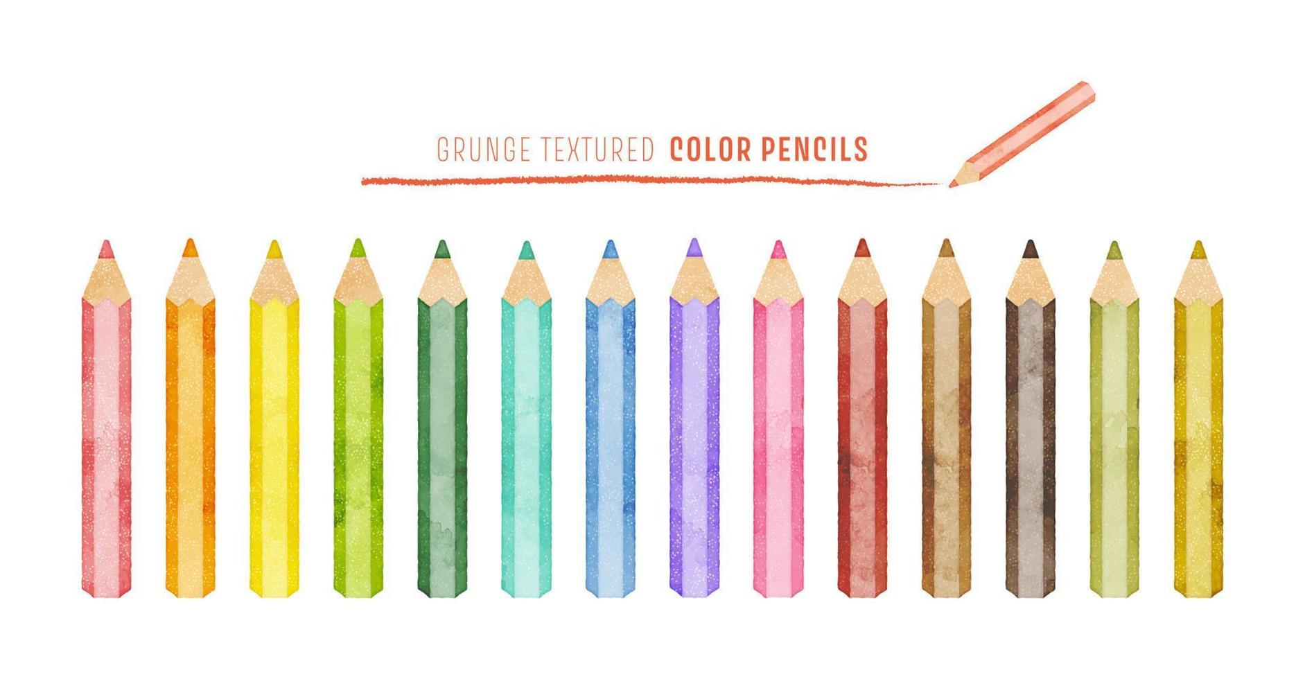 watercolor pencils illustration on white background vector