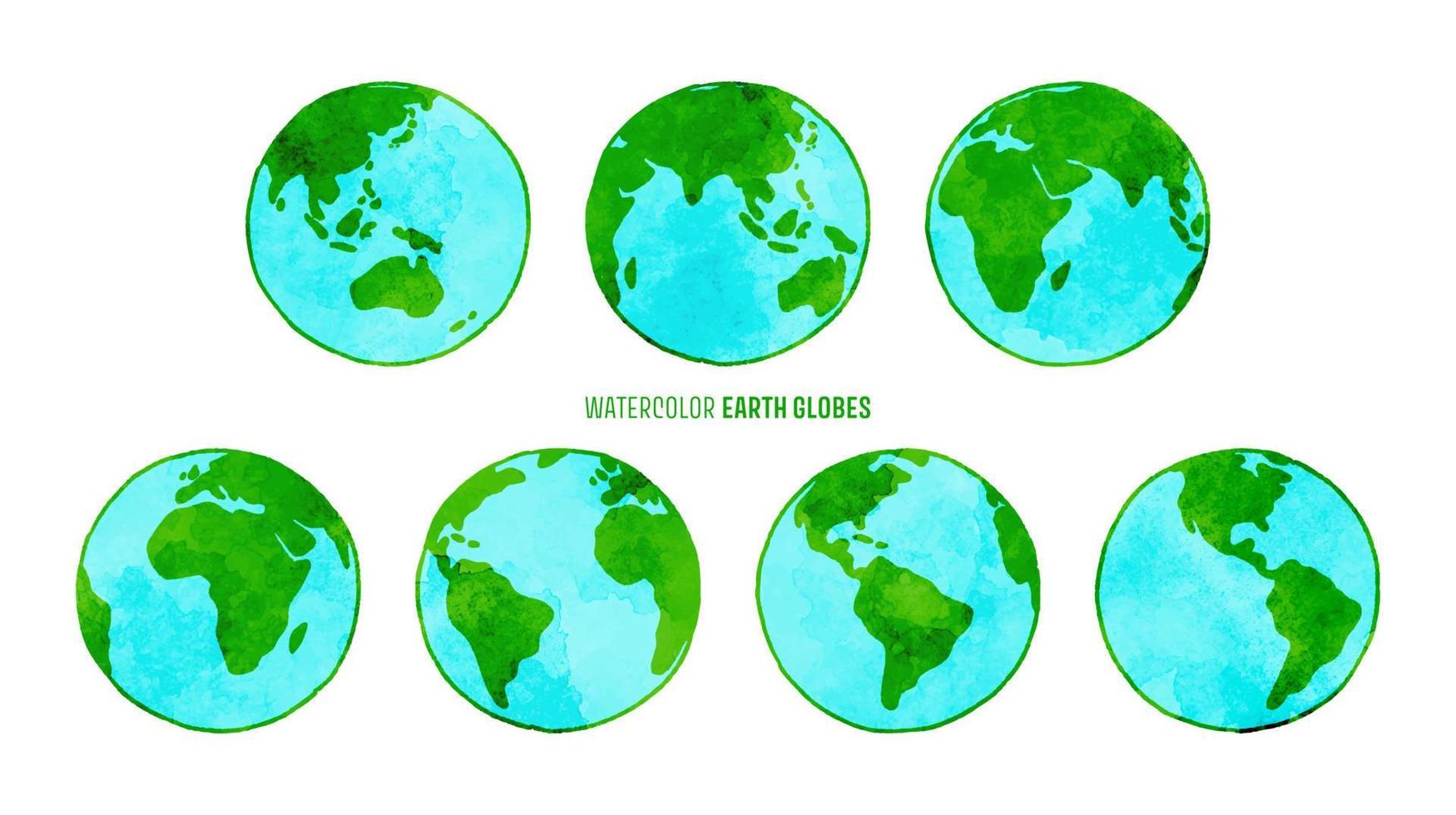 vector watercolor earth globes illustration