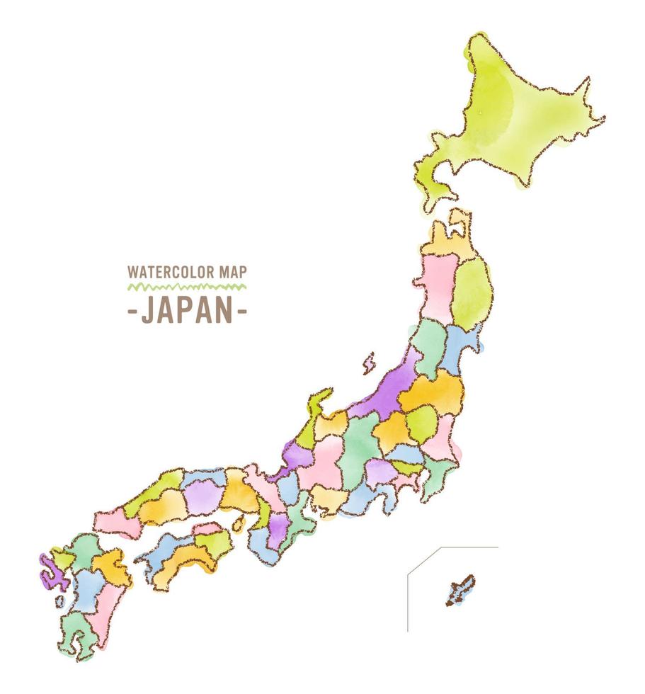 acuarela mapa de japón vector