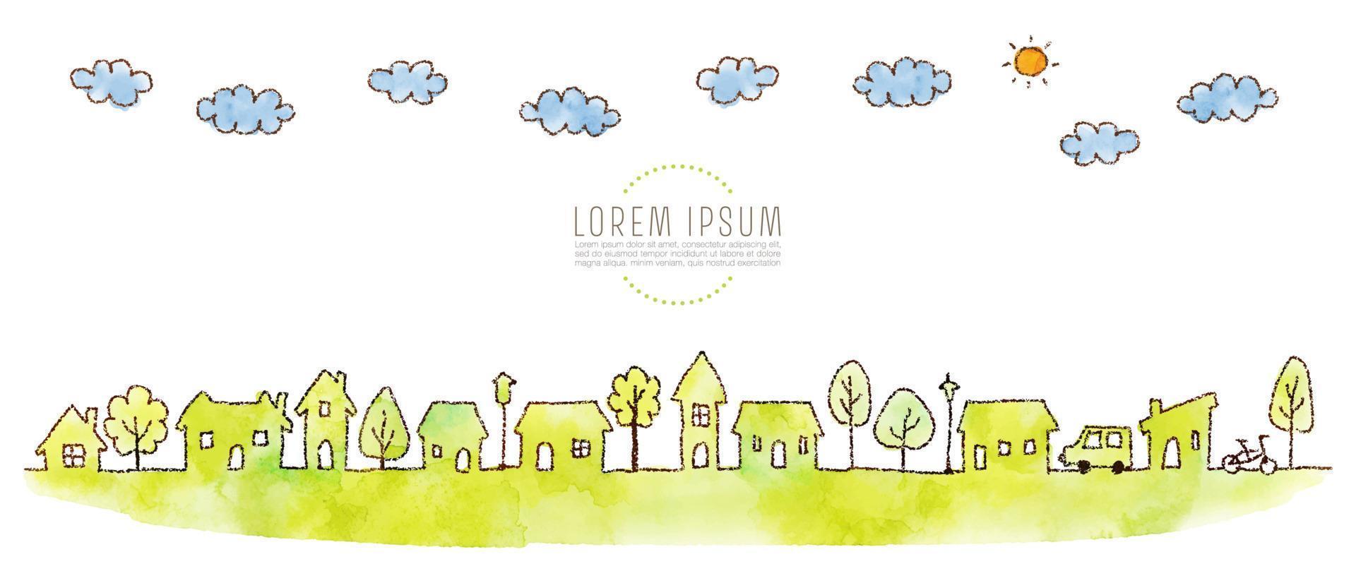 watercolor hand drawn houses vector