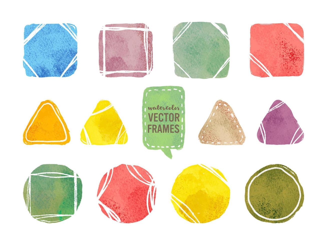 Watercolor vector squares, triangles, circles