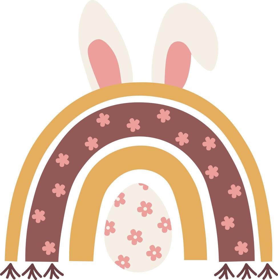 Easter Bunny Boho Rainbow isolated Vector illustration on white background