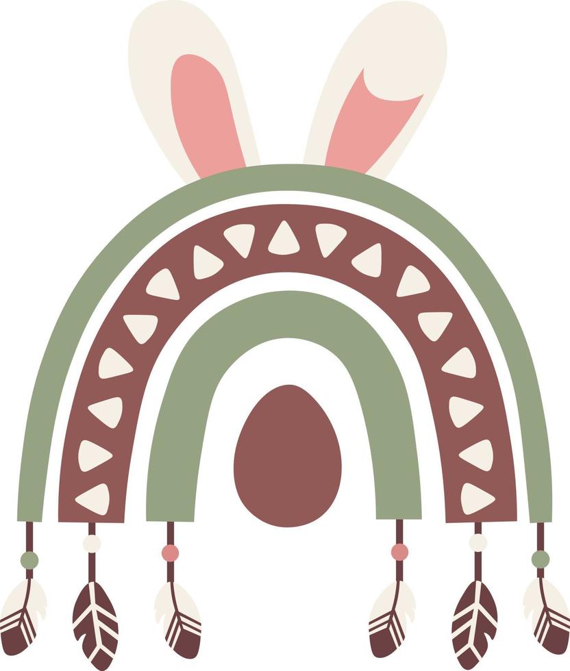 Easter Bunny Boho Rainbow isolated Vector illustration on white background