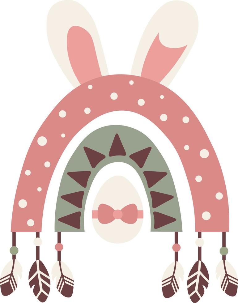 Easter Bunny Boho Rainbow isolated Vector illustration on white background