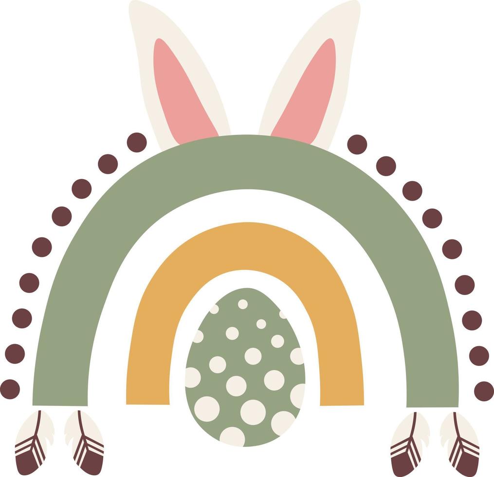 Easter Bunny Boho Rainbow isolated Vector illustration on white background