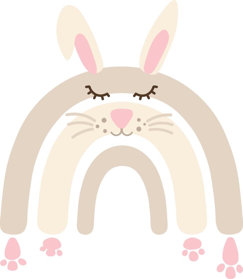 Baby Face Rabbit Rainbow isolated Vector illustration on white background