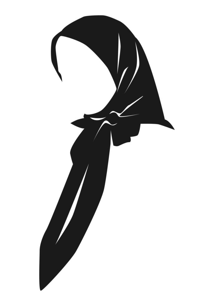 silhouette of hijab muslim woman. veil, women's headscarf. concept of clothing, religion, ramadan, fashion, women. for print, sticker, pattern, etc. black and white vector illustration.