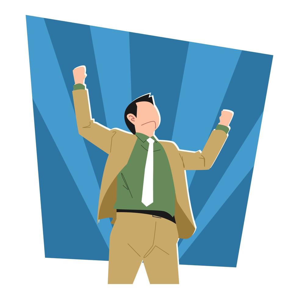 successful male businessman celebration. money rain. concept of business, job, etc. vector illustration in flat style.