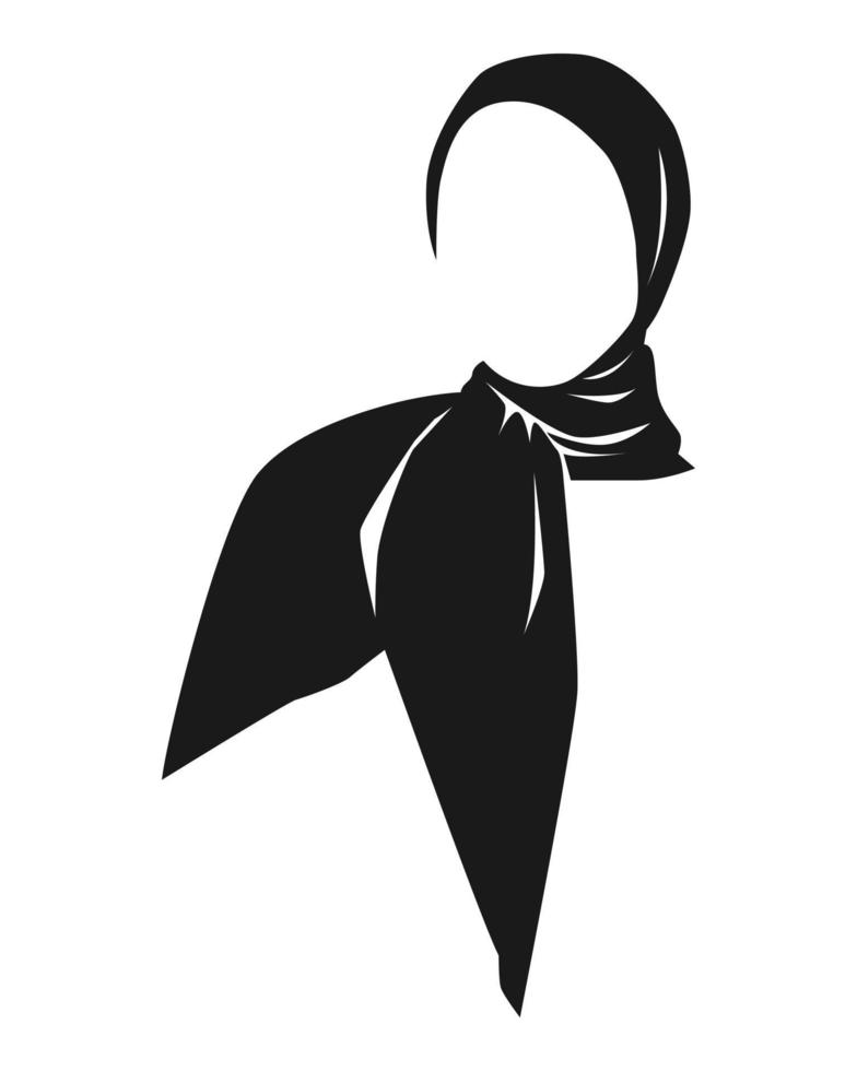 silueta hijab, pañuelo blanco y negro, velo. concepto de ropa, musulmana, moda, cultura, mujer. para impresión, pegatina, web, patrón, etc. ilustración vectorial. vector