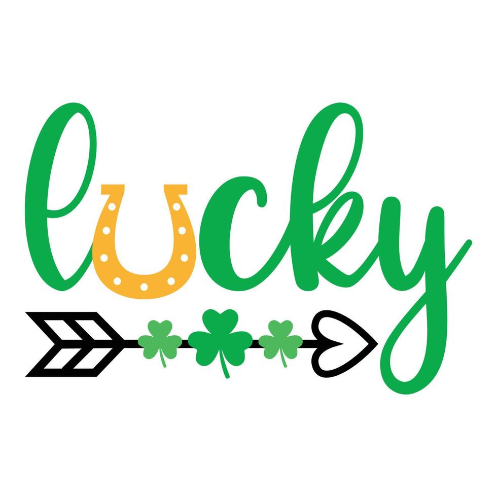 Lucky Saint Patrick Day Lettering Decoration. Cloverleaf And Green Hat. Saint patricks Day Typography Poster vector