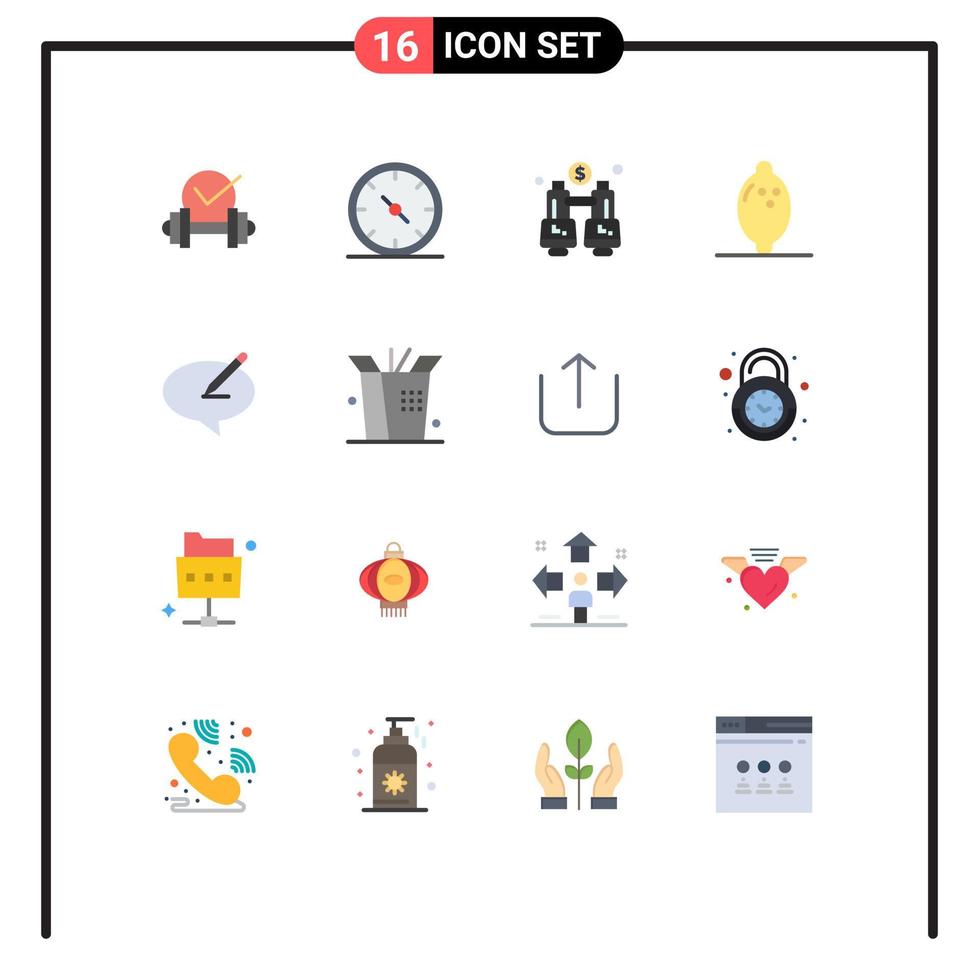 Stock Vector Icon Pack of 16 Line Signs and Symbols for note chat binoculars lemon food Editable Pack of Creative Vector Design Elements