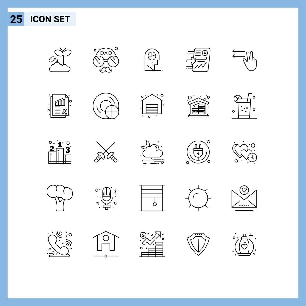 25 Thematic Vector Lines and Editable Symbols of chart report fathers day send hat Editable Vector Design Elements