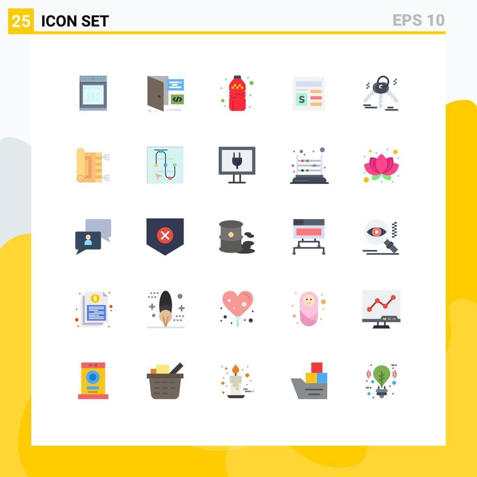 Flat Color Pack of 25 Universal Symbols of real estate house bottle bank money Editable Vector Design Elements