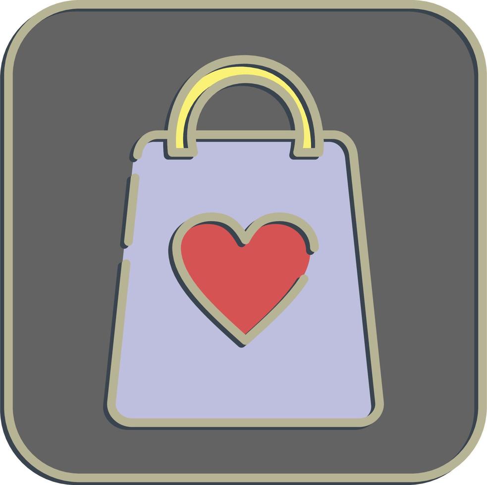 Icon valentine gift bag. Valentine day celebration elements. Icons in embossed style. Good for prints, posters, logo, party decoration, greeting card, etc. vector