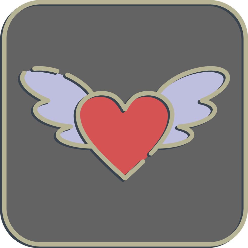 Icon heart with wings. Valentine day celebration elements. Icons in embossed style. Good for prints, posters, logo, party decoration, greeting card, etc. vector
