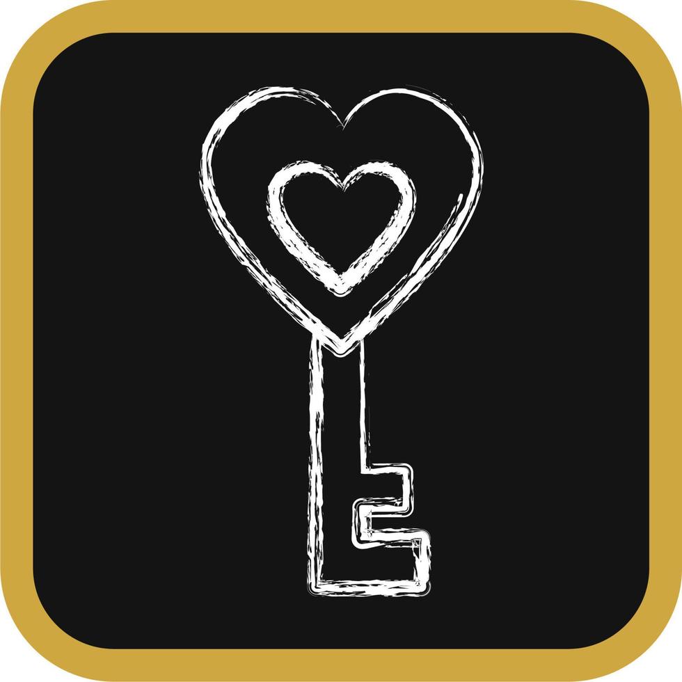 Icon heart shaped key. Valentine day celebration elements. Icons in chalk style. Good for prints, posters, logo, party decoration, greeting card, etc. vector