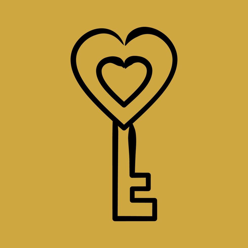 Icon heart shaped key. Valentine day celebration elements. Icons in hand drawn style. Good for prints, posters, logo, party decoration, greeting card, etc. vector