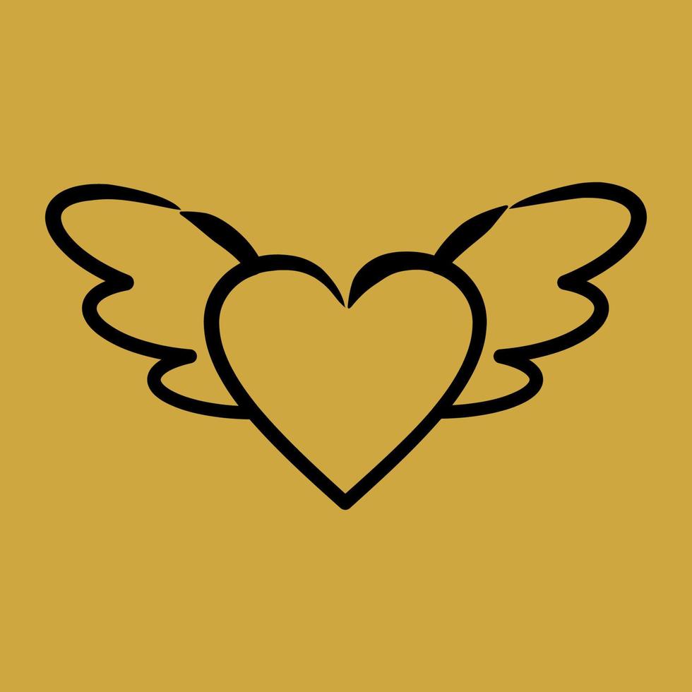 Icon heart with wings. Valentine day celebration elements. Icons in hand drawn style. Good for prints, posters, logo, party decoration, greeting card, etc. vector