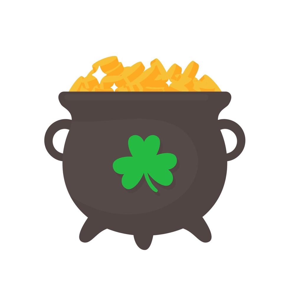 una olla que contiene muchas monedas de oro. concepto de riqueza para la fiesta de san patricio vector