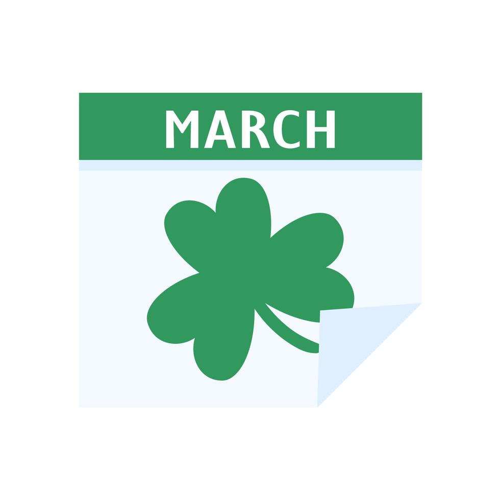 Icelandic flag calendar Reminder of Saint Patrick's Day with a Clover vector